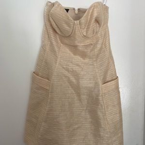 Bebe XS Straples gold cocktail dress